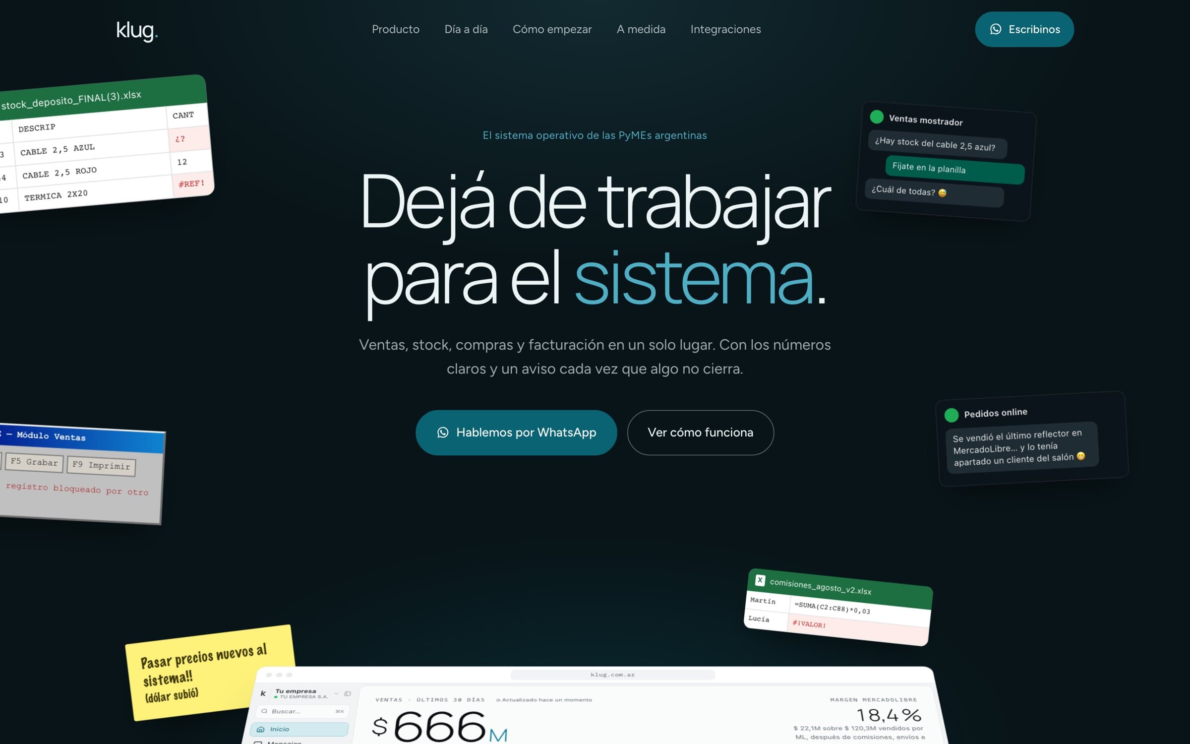 Sitio web de Klug, portada